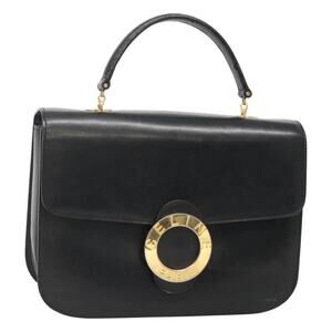 Celine Leather Circle Handbag Black